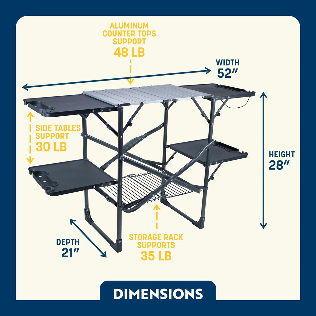Heavy-Duty Camp Slim-Fold Cook Station - Choice 575 - Portable Compact BBQ Grilling Tool Set Detail