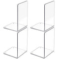 Minimalist Acrylic Bookends 4 Pcs, Clear Book Ends for Shelves, Essentials