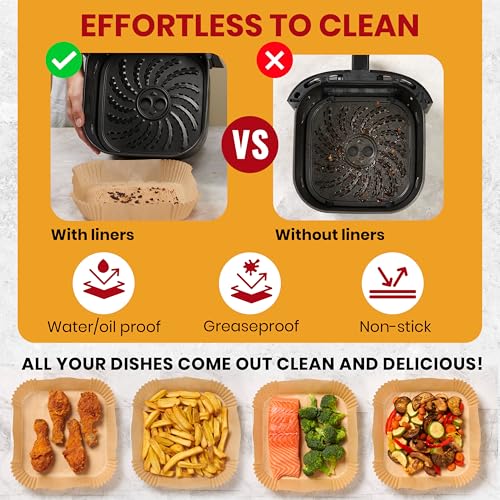 Classic Air Fryer Paper Liners, 125Pcs Air Fryer Disposable Liners, Non-Stick Essentials