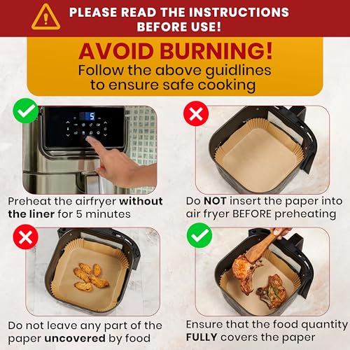 Classic Air Fryer Paper Liners, 125Pcs Air Fryer Disposable Liners, Non-Stick Essentials