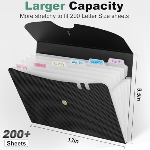 Sooez 7 Pocket Expanding File Folder, high-quality Accordion File Organizer, Collection