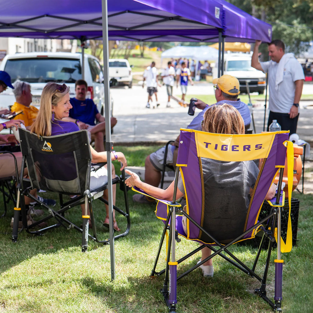 Patented Spring-Action College Comfort Pro Rocker - LSU Tigers - Choice 880 - Heavy-Duty Kickback Rocker with Beverage Holder Detail