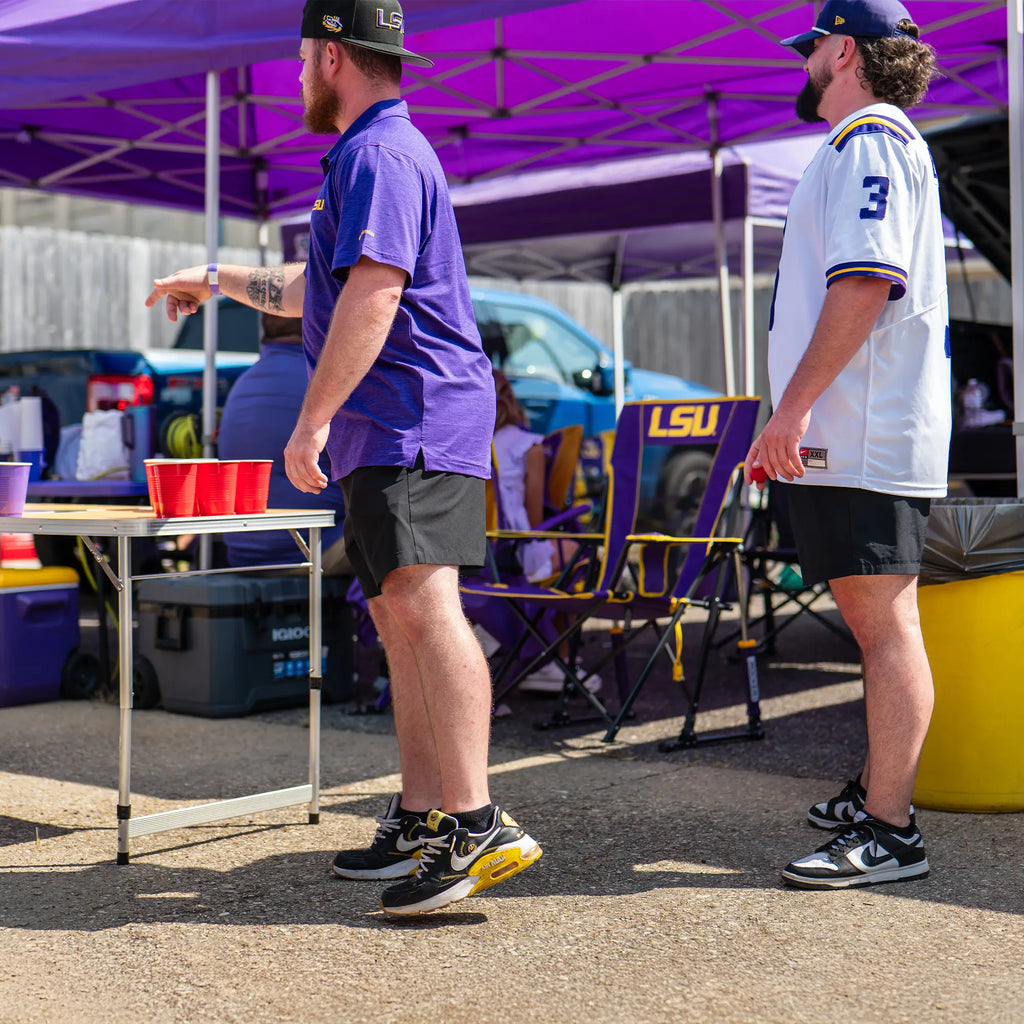 Patented Spring-Action College Comfort Pro Rocker - LSU Tigers - Choice 880 - Heavy-Duty Kickback Rocker with Beverage Holder Detail