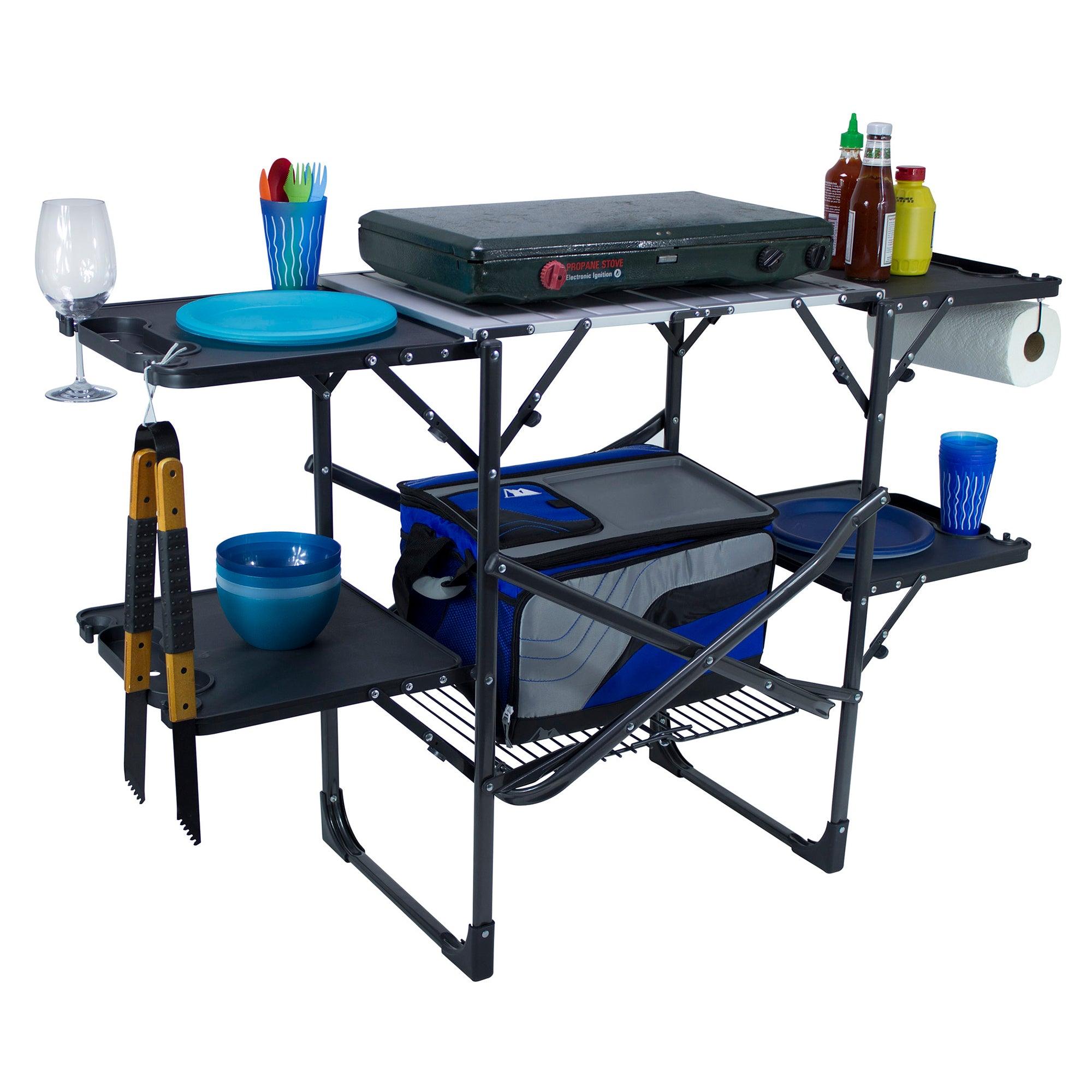 Heavy-Duty Camp Slim-Fold Cook Station - Choice 575 - Portable Compact BBQ Grilling Tool Set Detail