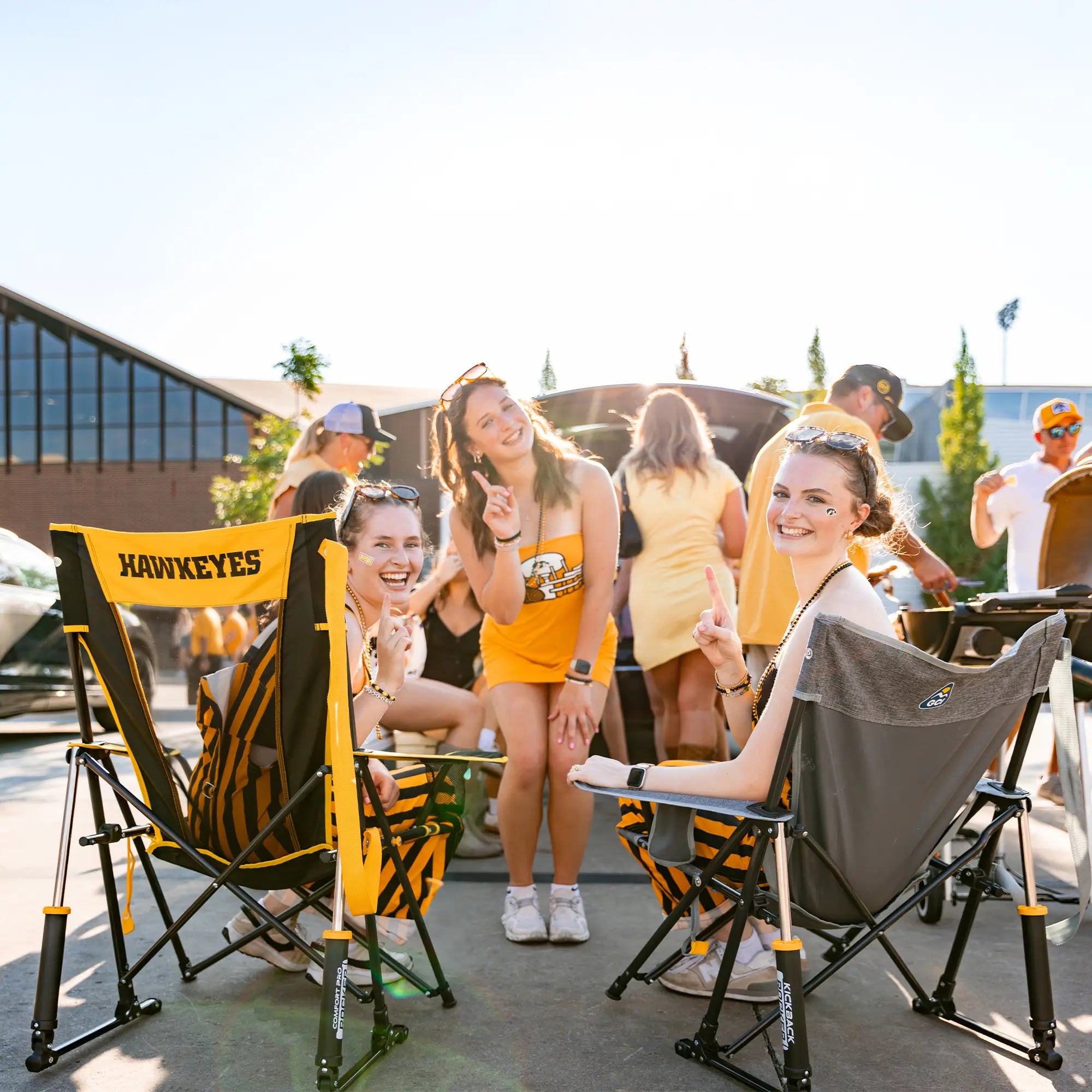 Patented Spring-Action College Comfort Pro Rocker - Iowa Hawkeyes - Choice 249 - Heavy-Duty Kickback Rocker with Beverage Holder Detail