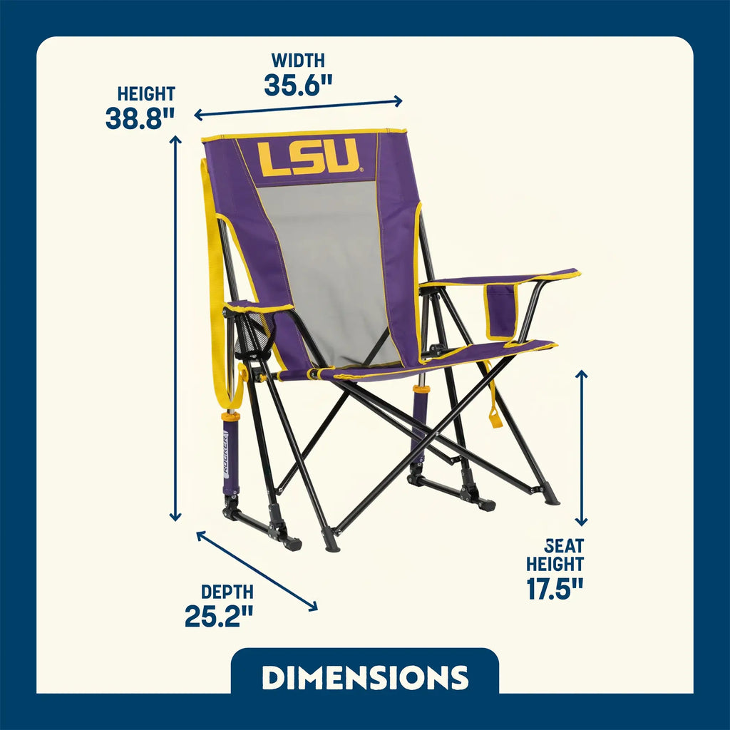 Patented Spring-Action College Comfort Pro Rocker - LSU Tigers - Choice 880 - Heavy-Duty Kickback Rocker with Beverage Holder Detail