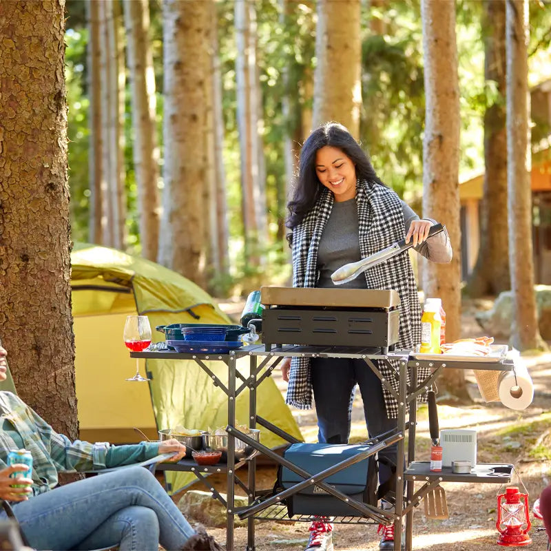 Heavy-Duty Camp Slim-Fold Cook Station - Choice 575 - Portable Compact BBQ Grilling Tool Set Detail