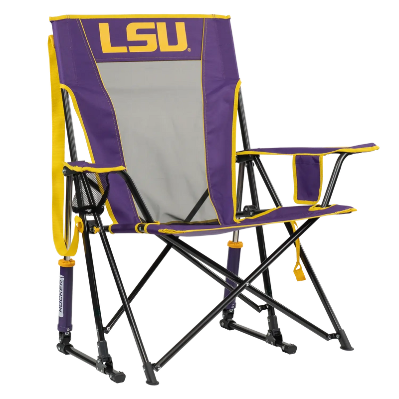 Patented Spring-Action College Comfort Pro Rocker - LSU Tigers - Choice 880 - Heavy-Duty Kickback Rocker with Beverage Holder - Default Title